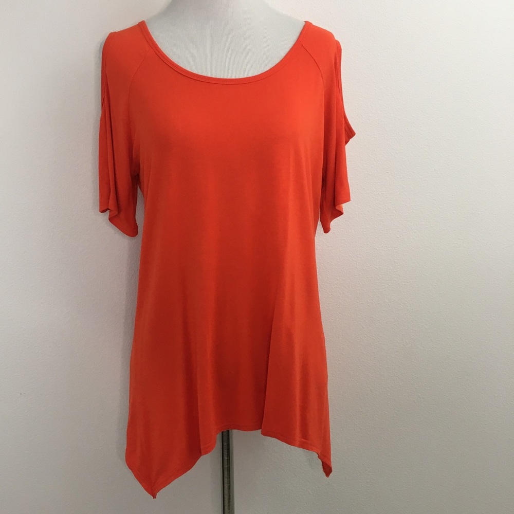 Relipop | Bright Orange Cold Shoulder Top